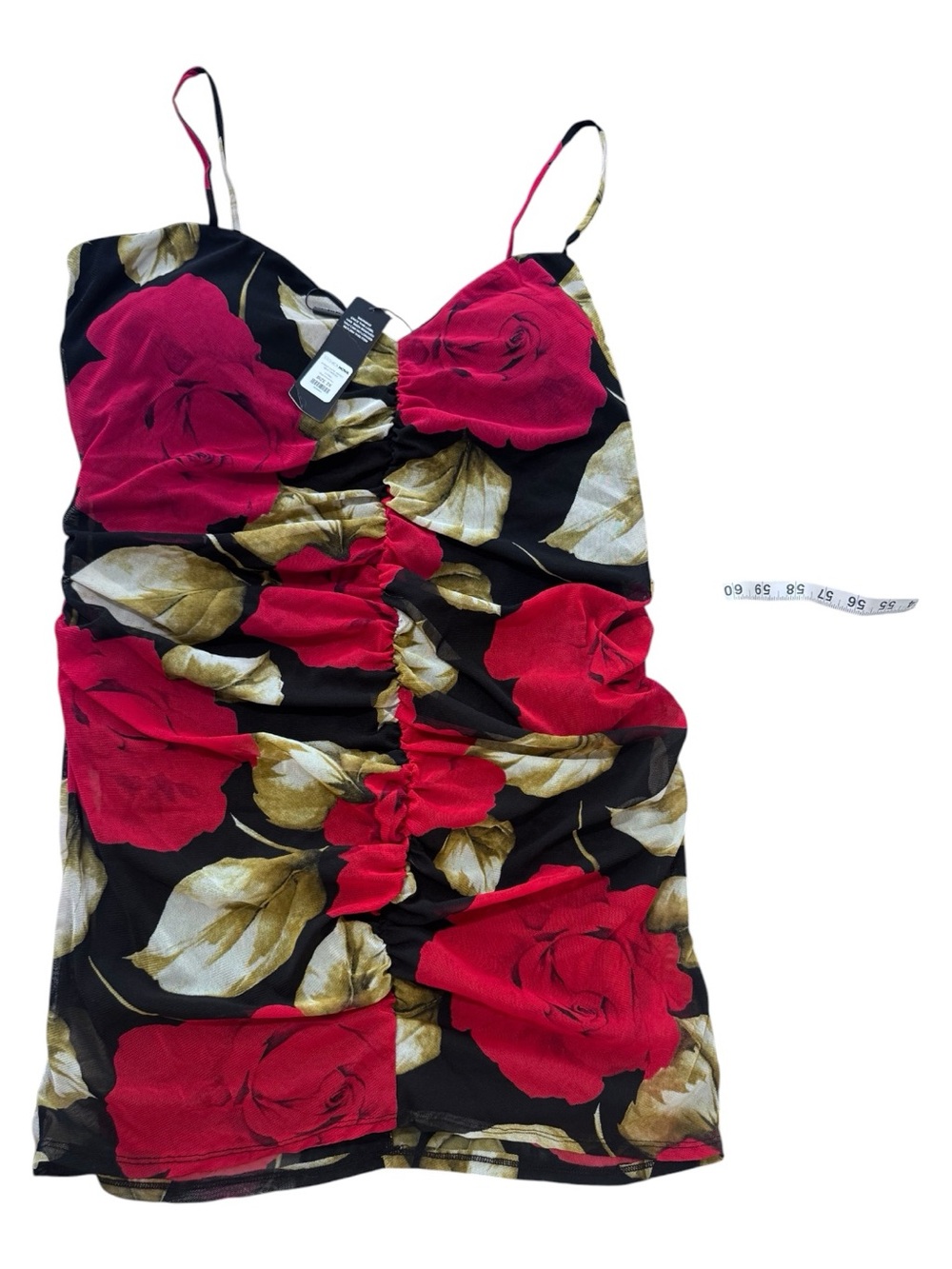 Fashion Nova Black Mini Dress with Bold Red Rose Print - Picture 3 of 9